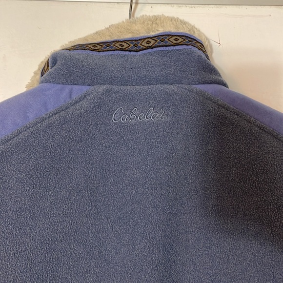 Cabelas Jacket Womens Medium Blue Sherpa Berber Fleece Southwestern Aztec Heavy - Picture 5 of 10